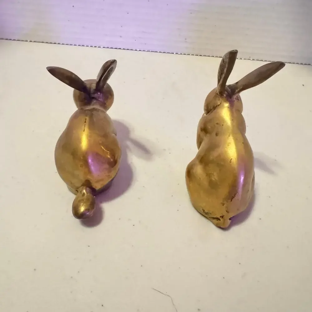 Solid Brass Rabbits (2) 3”x3” SUPER CUTE!!!